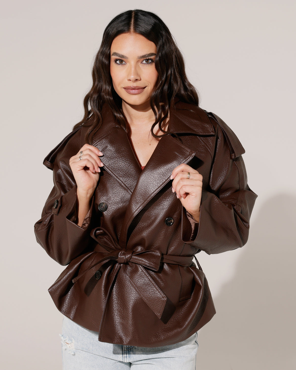 Leatherlook jacket Dory in bruin
