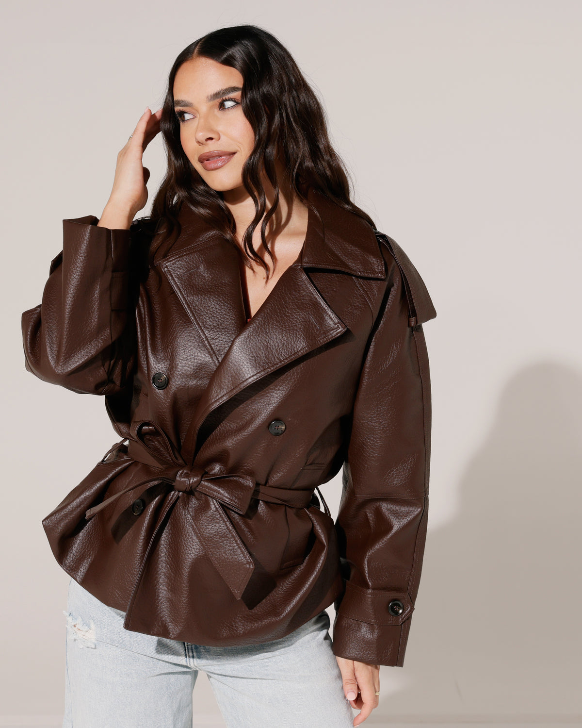 Leatherlook jacket Dory in bruin, extra aanzicht 7