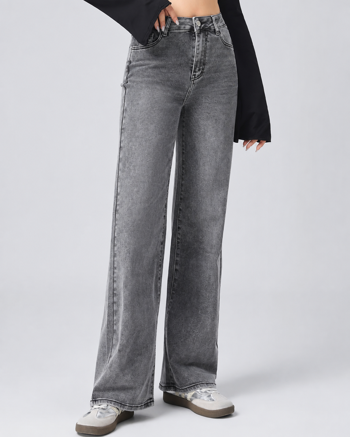 Hello Miss | Wide leg jeans, Super stretch Nicole-5 Grijs