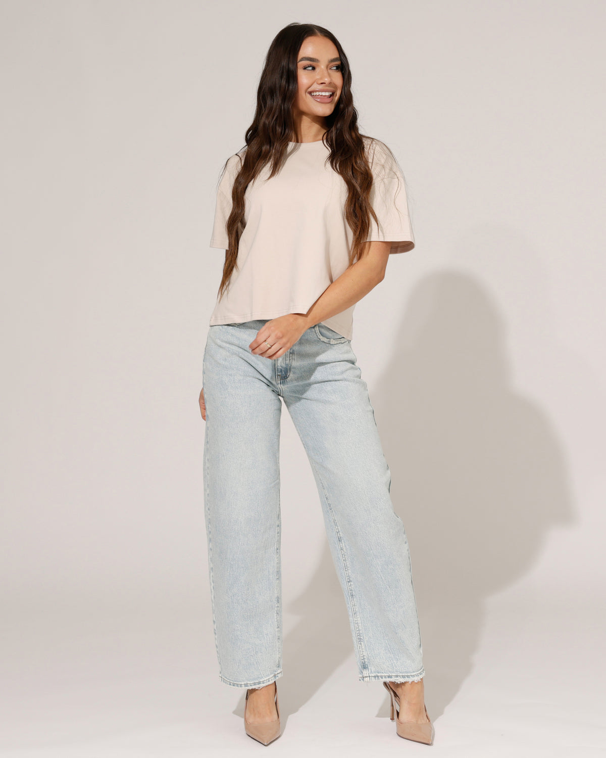 Queen Hearts Barrel jeans Nola-1 in blauw, extra aanzicht 2