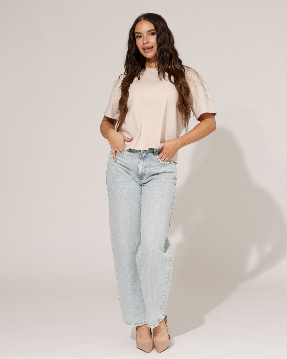 Queen Hearts Barrel jeans Nola-1 in blauw, extra aanzicht 3