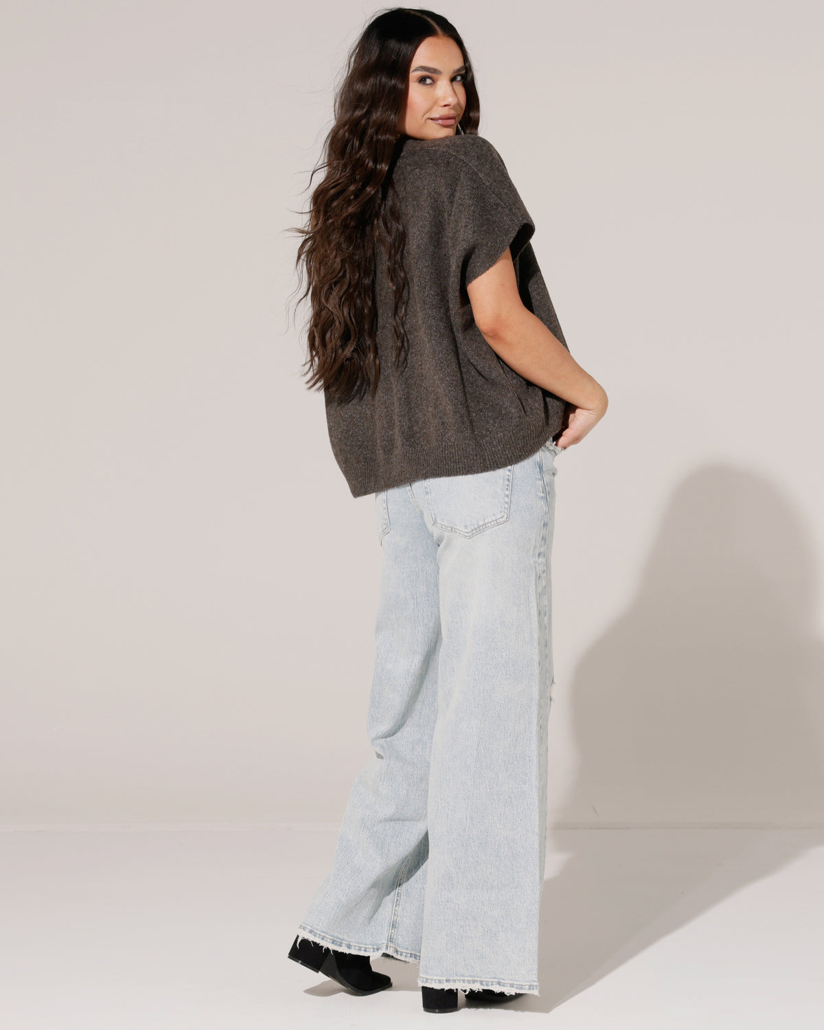 Queen Hearts Extra wide leg, low waist Rory in lichtblauw, extra aanzicht 2