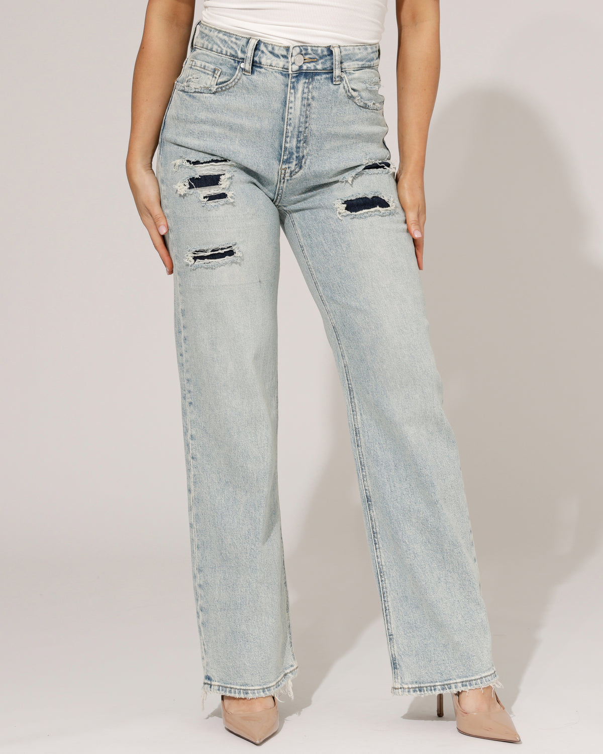 Queen Hearts Wide leg jeans Janey in blauw