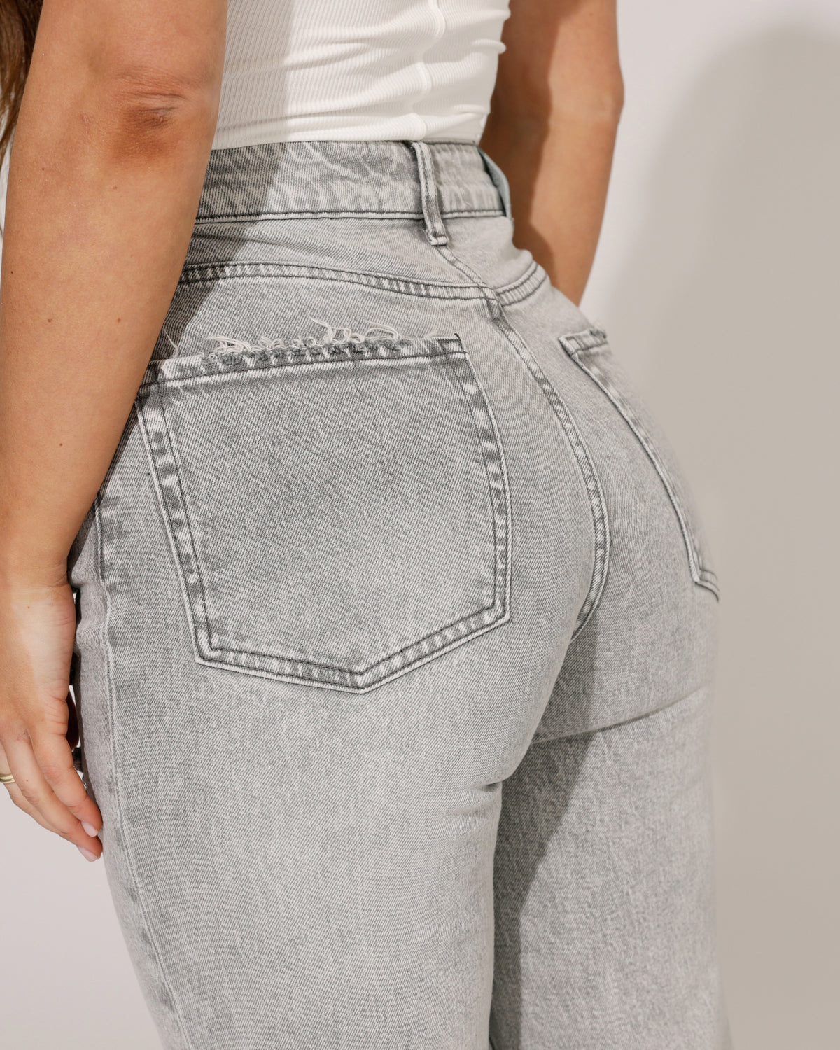 Queen Hearts Wide leg jeans Janey in grijs, extra aanzicht 6