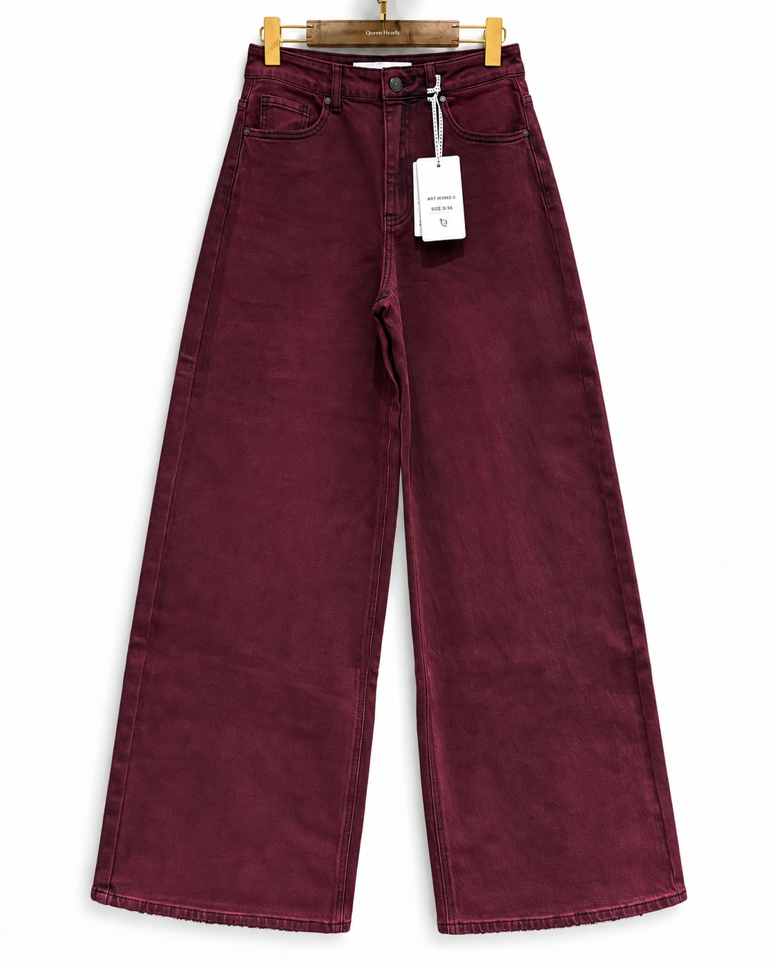Queen Hearts | Wide leg jeans Nena-3 Bordeaux