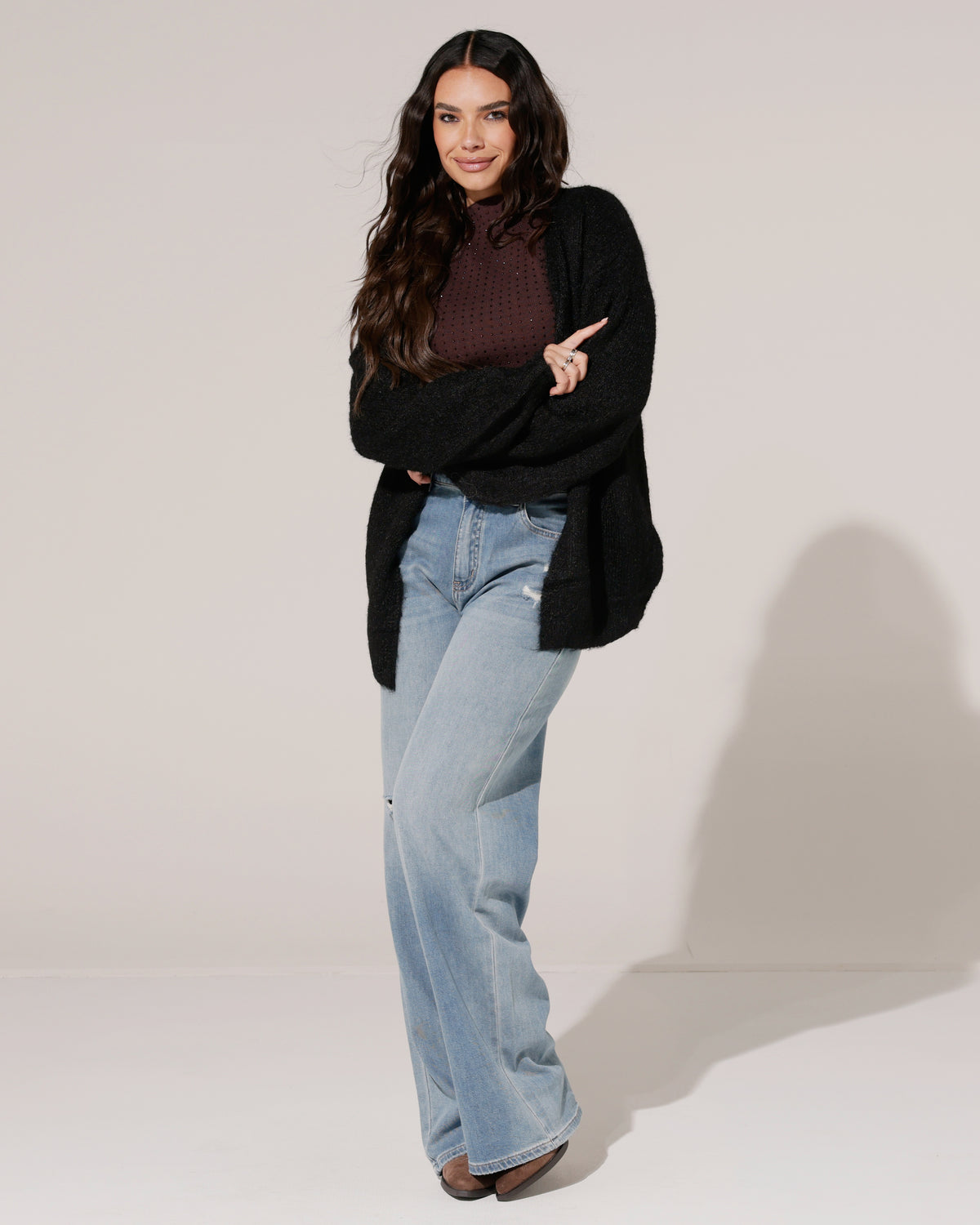 Queen Hearts Wide leg, soft jeans James in blauw, extra aanzicht 4
