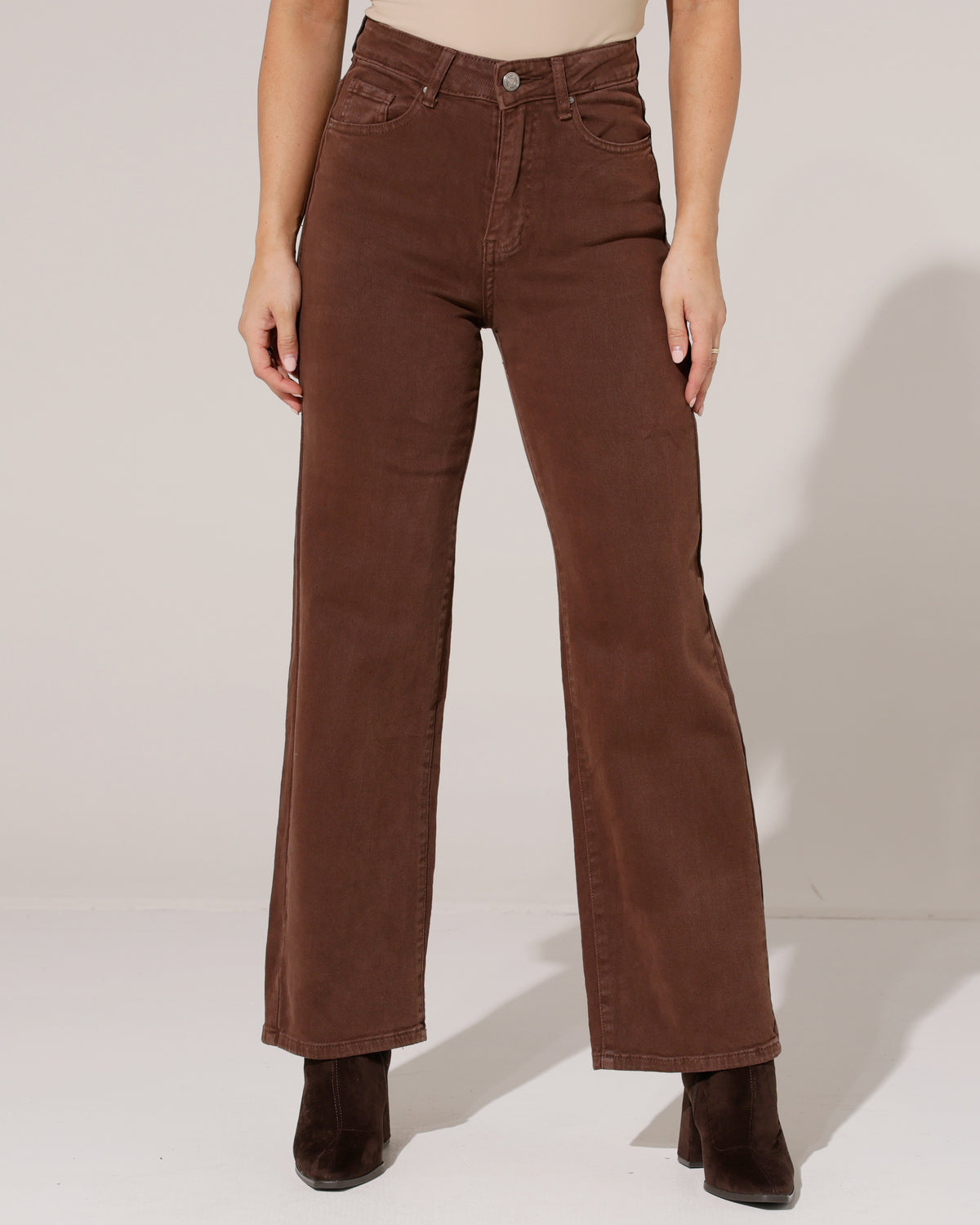 Redseventy Wide leg jeans Kirsten-3 in donkerbruin