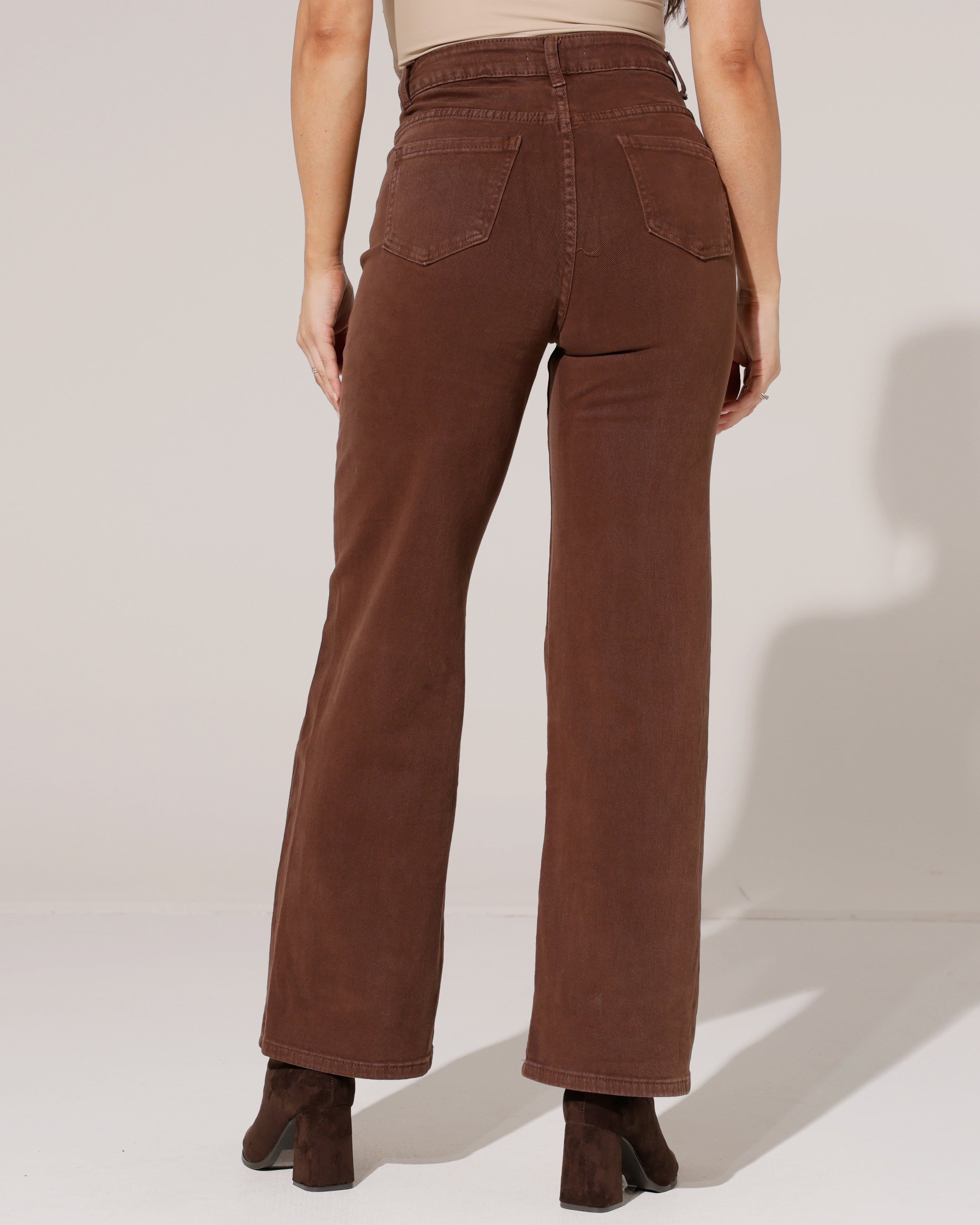 Redseventy Wide leg jeans Kirsten-3 in donkerbruin, extra aanzicht 2