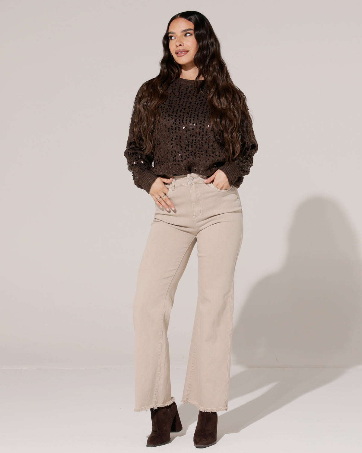Redseventy Wide leg jeans Kizzy-5 in beige, extra aanzicht 2