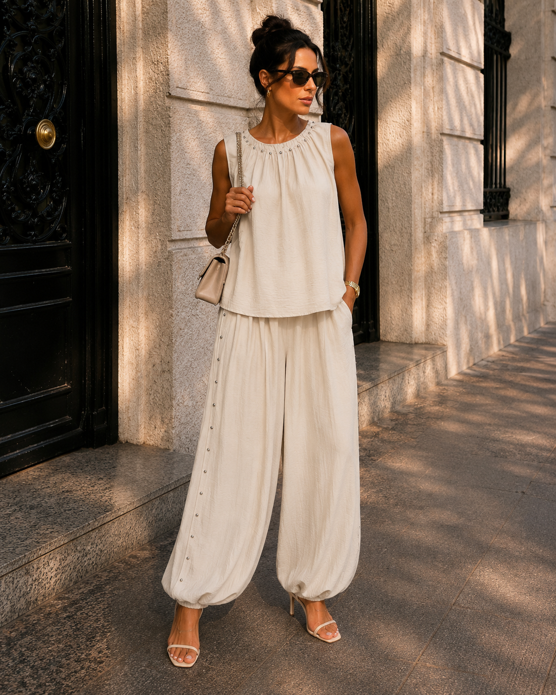 Co-ord set met studs Livia Zand