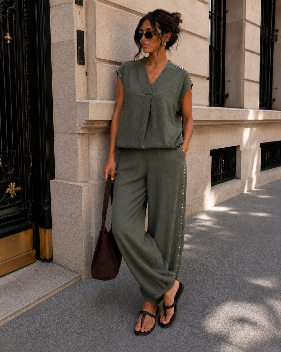Co-ord set Maribel Donkergroen