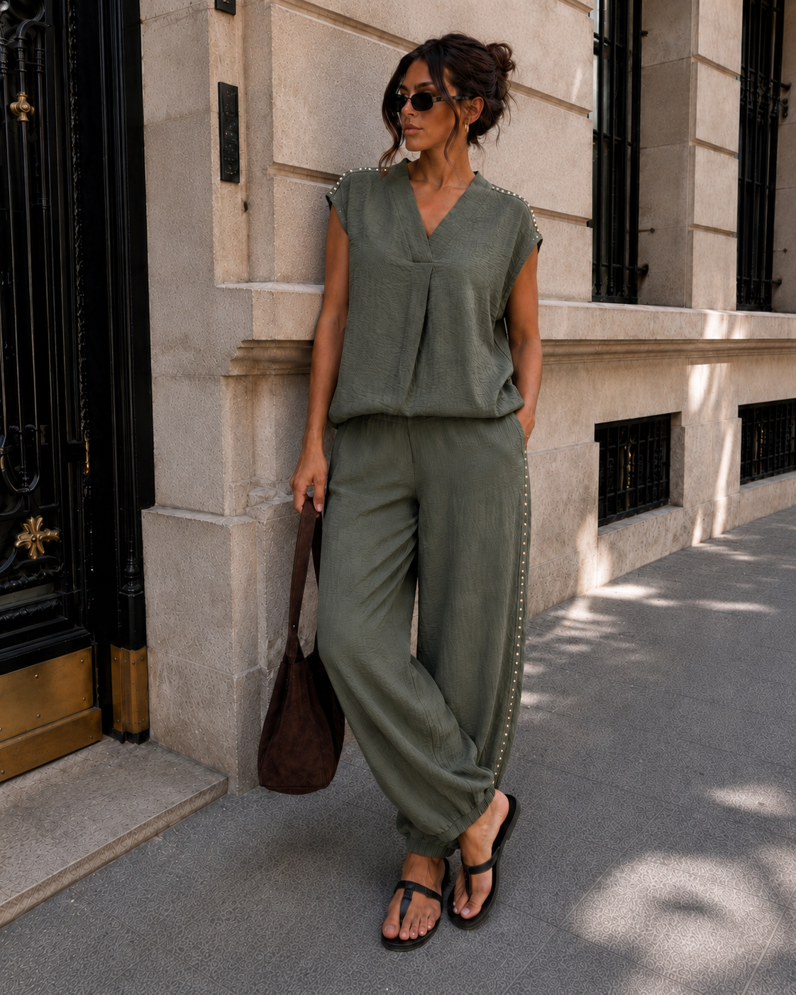 Co-ord set Maribel Donkergroen
