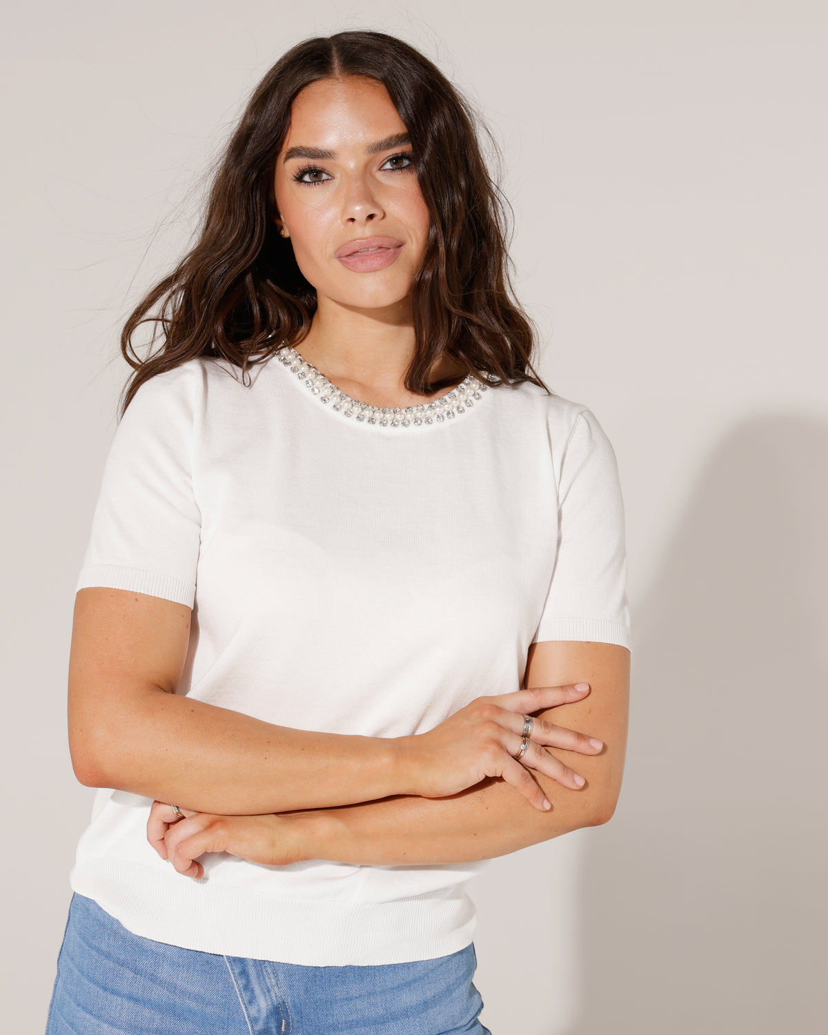 Top met ketting Evey in wit, extra aanzicht 3