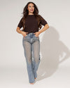 Queen Hearts | Wide leg, Straight jeans Beau-1 Donkerblauw