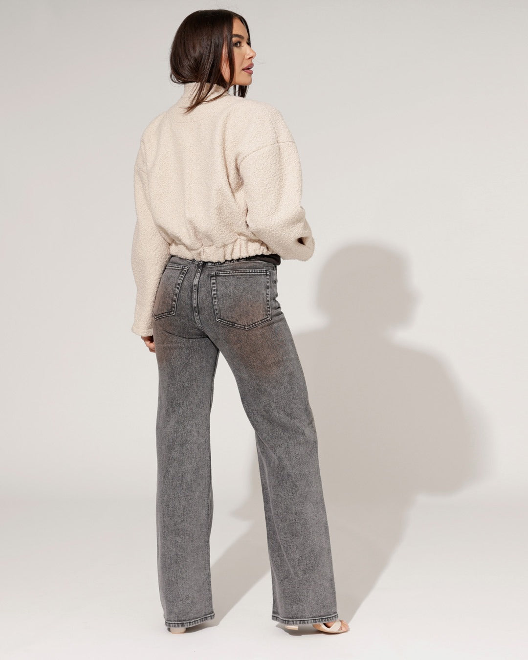 Queen Hearts | Wide leg, Straight jeans Beau-2 Grijs