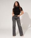 Queen Hearts | Wide leg jeans Nina-3 Zwart