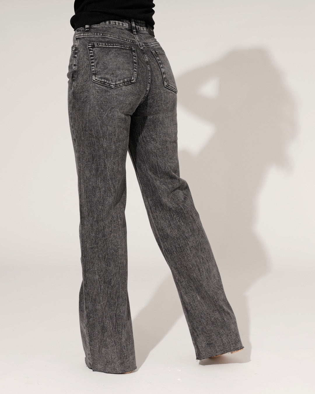 Queen Hearts | Wide leg jeans Nina-3 Zwart