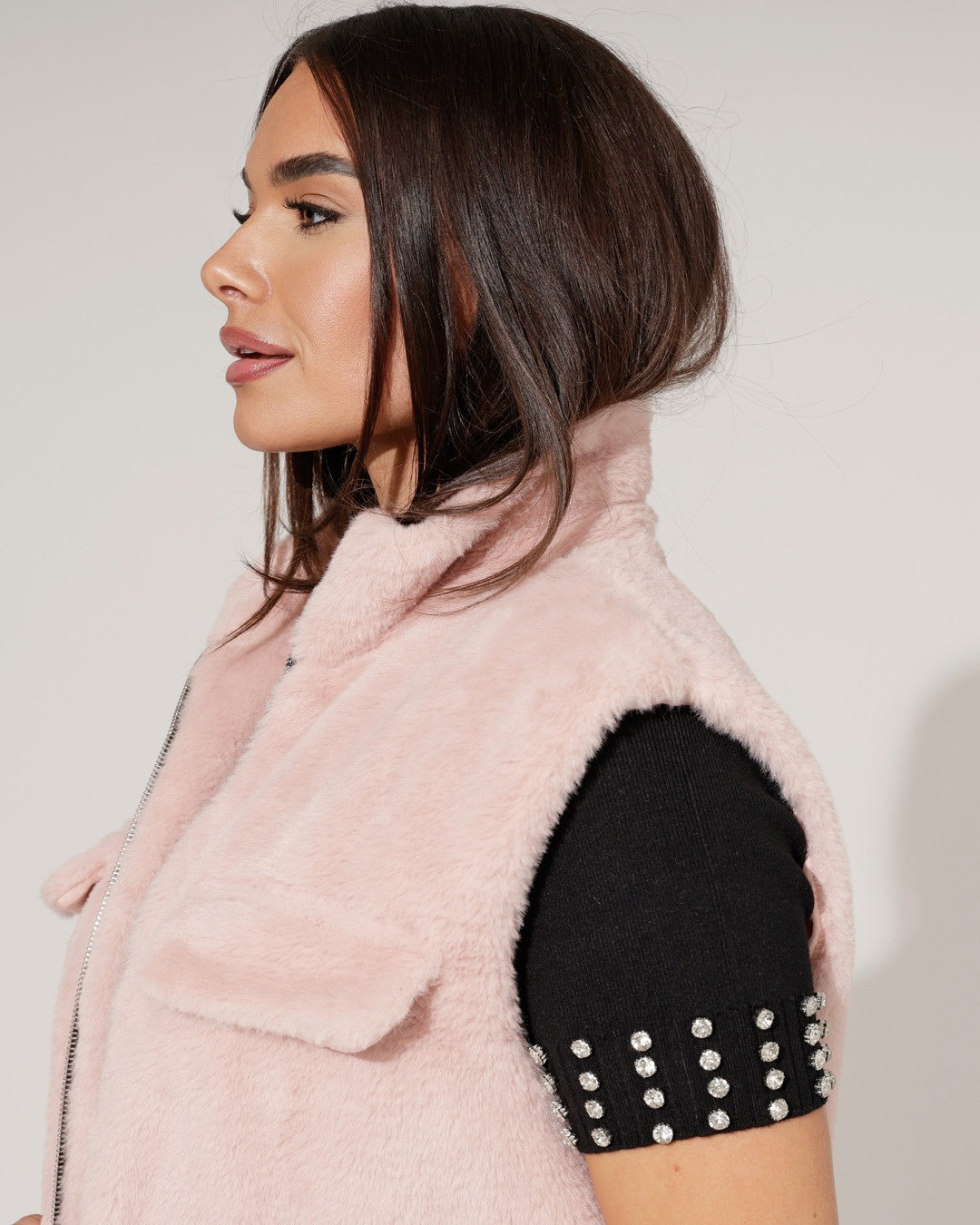 Fake fur gilet Gigi Roze