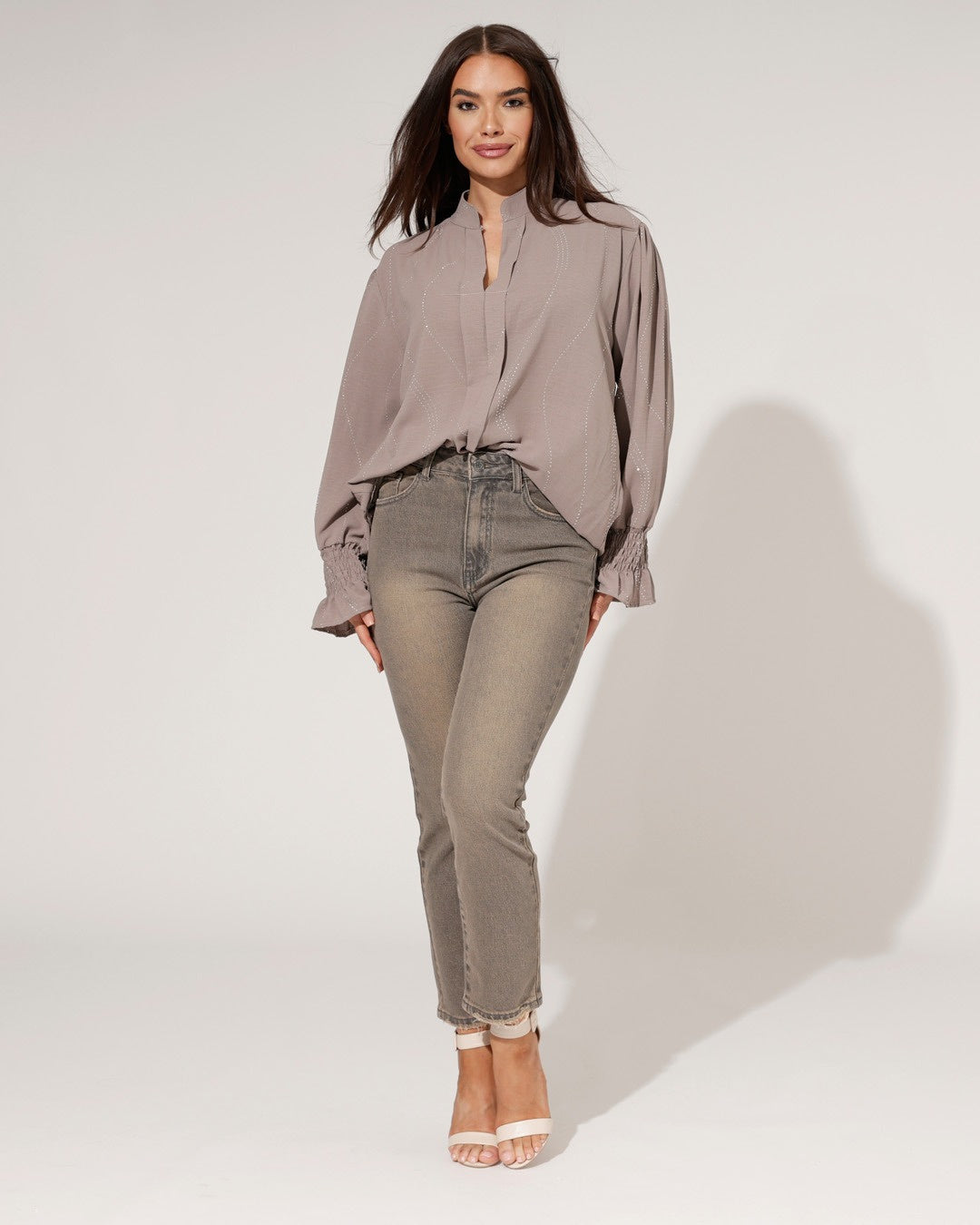 Queen Hearts | Mom jeans Rosie-16 Donkergrijs