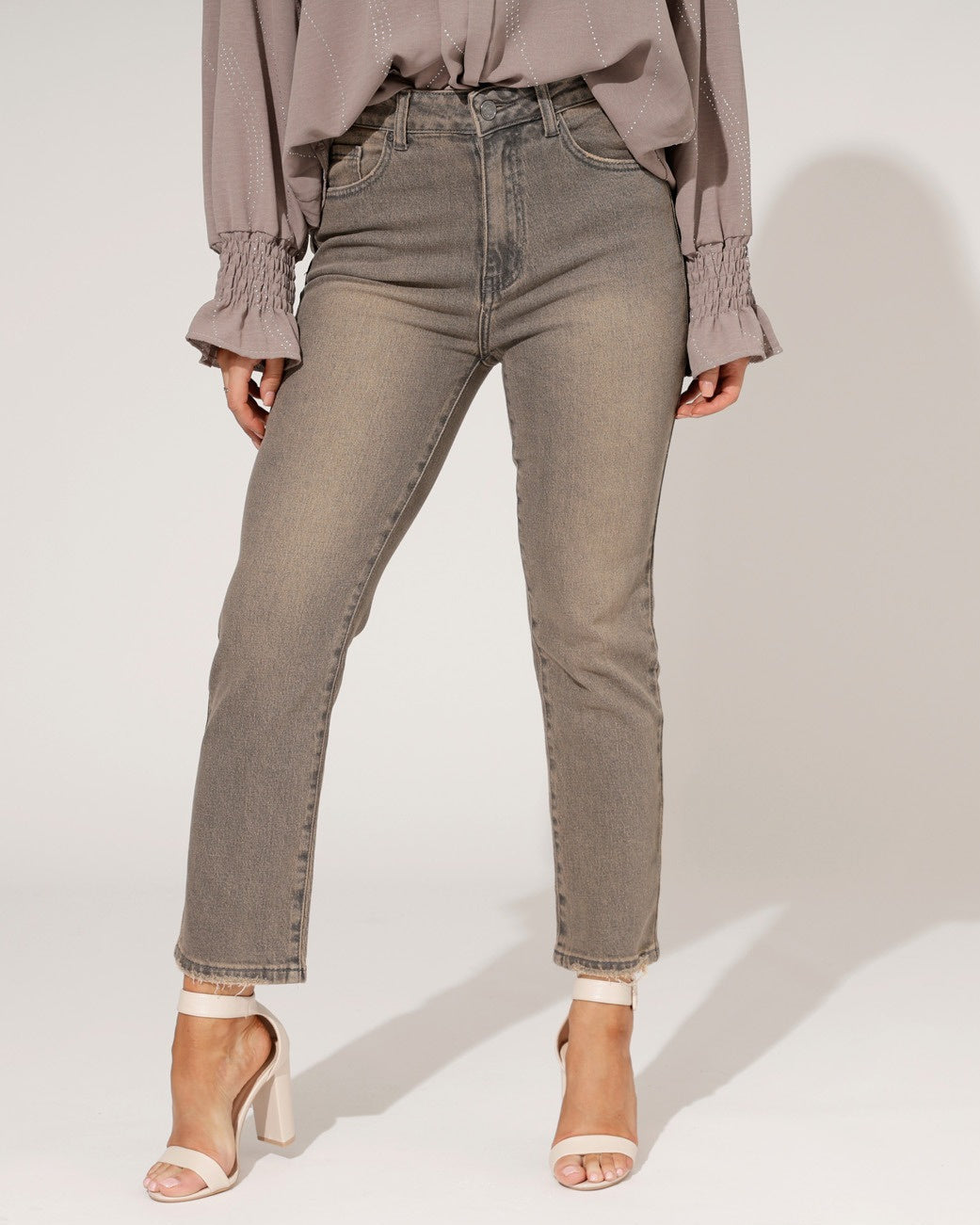 Queen Hearts | Mom jeans Rosie-16 Donkergrijs