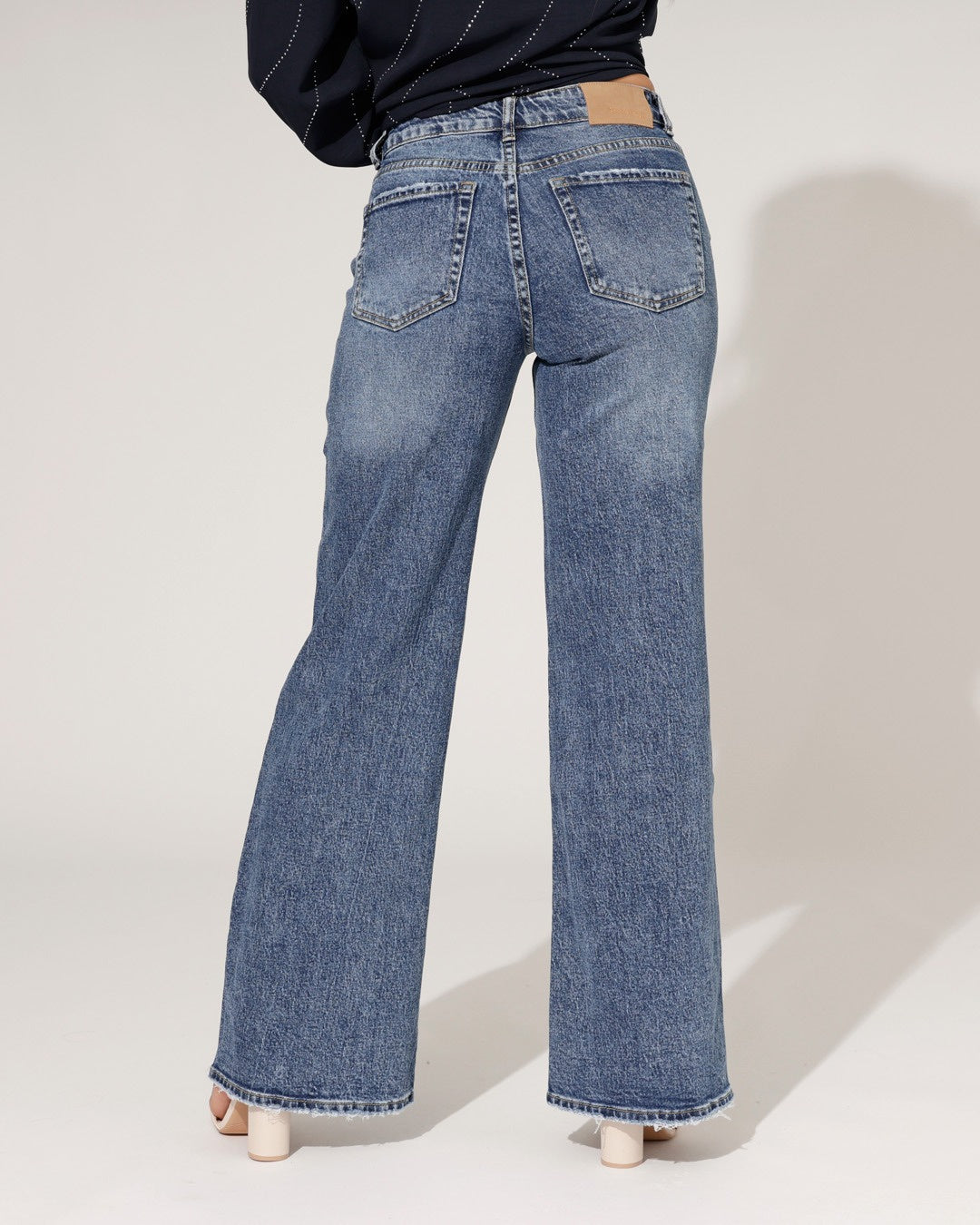 Queen Hearts | Wide leg, Straight jeans Lou-5 Donkerblauw
