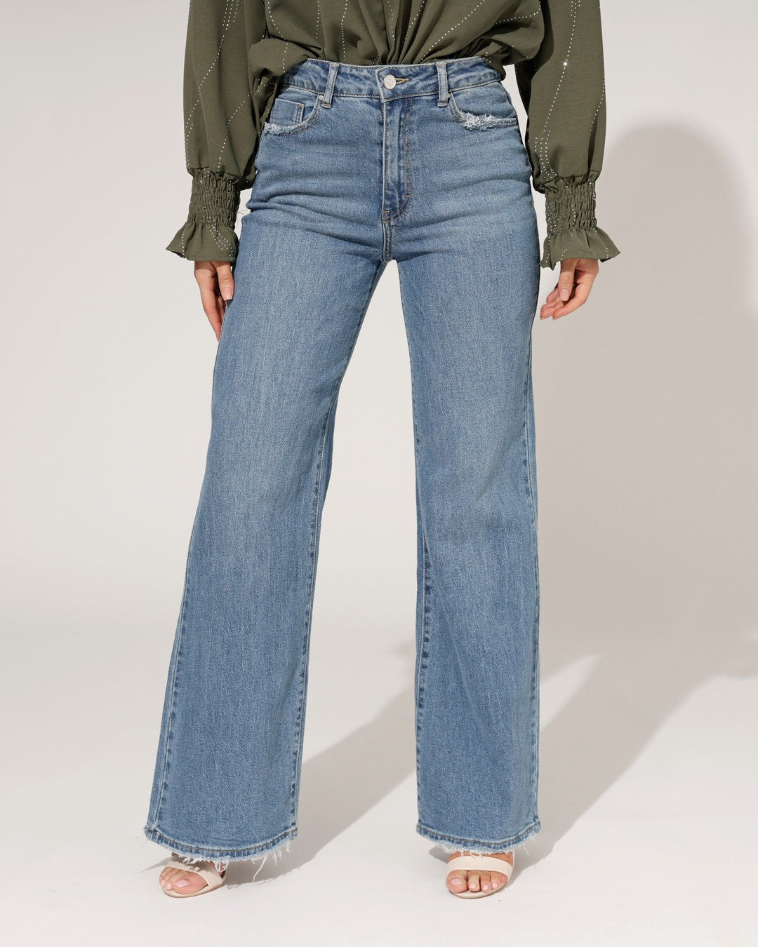 Queen Hearts | Wide leg, Straight jeans Mikky Blauw