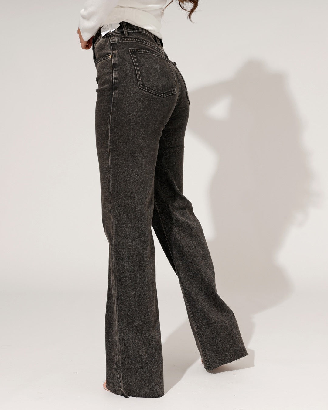 Queen Hearts | Wide leg jeans Nina-6 Zwart