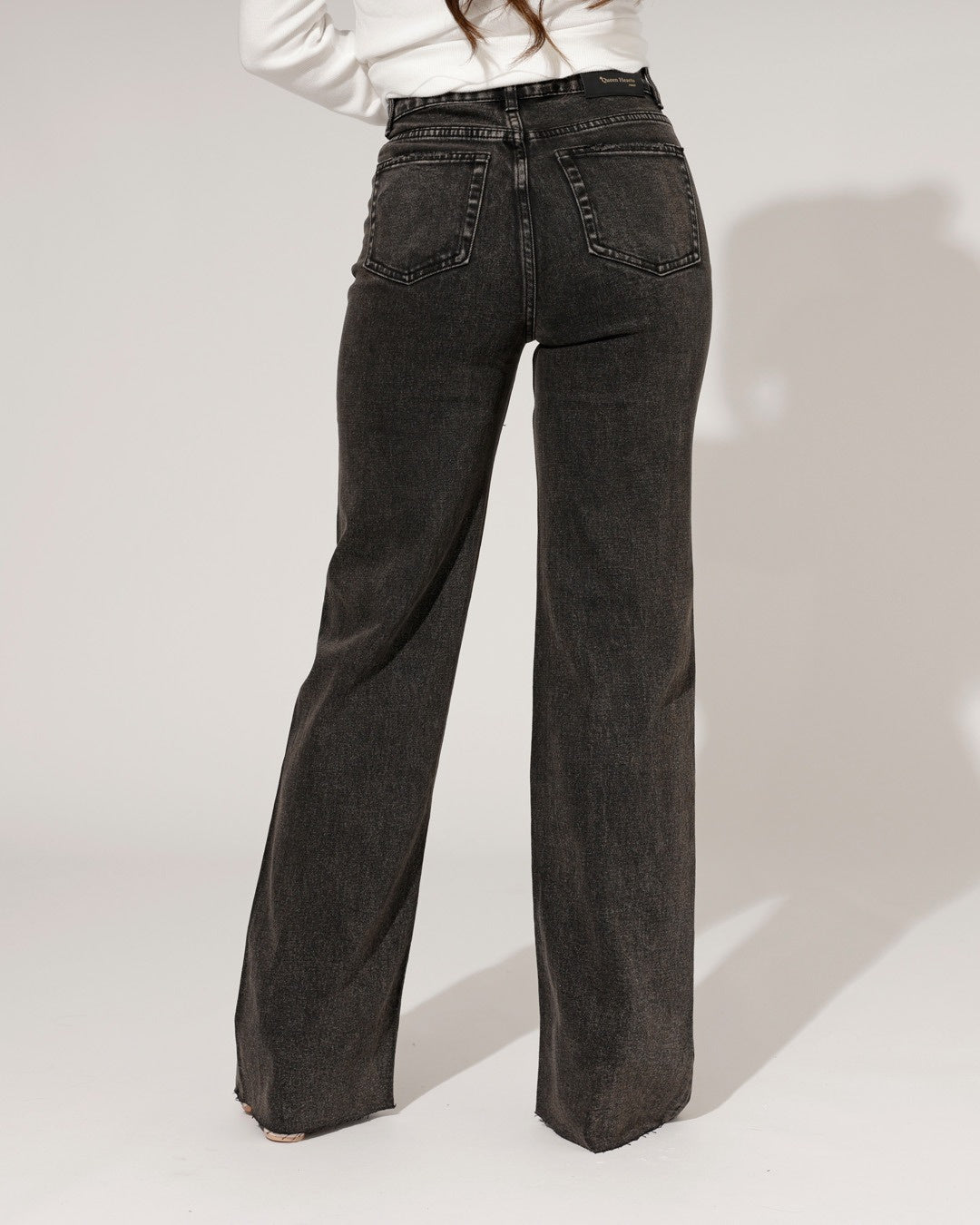 Queen Hearts | Wide leg jeans Nina-6 Zwart