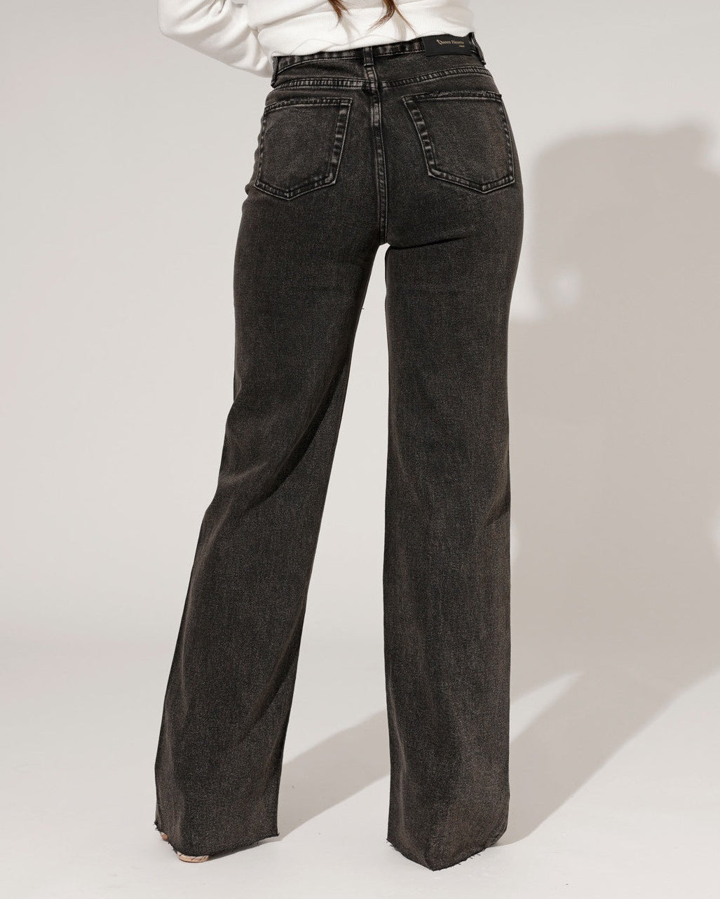 Queen Hearts | Wide leg jeans Nina-6 Zwart