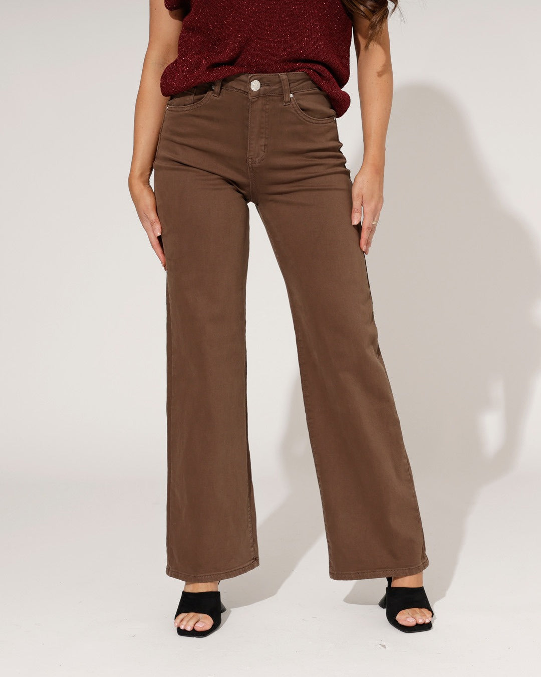 Goodies | Wide leg jeans Es-6 Donkerbruin