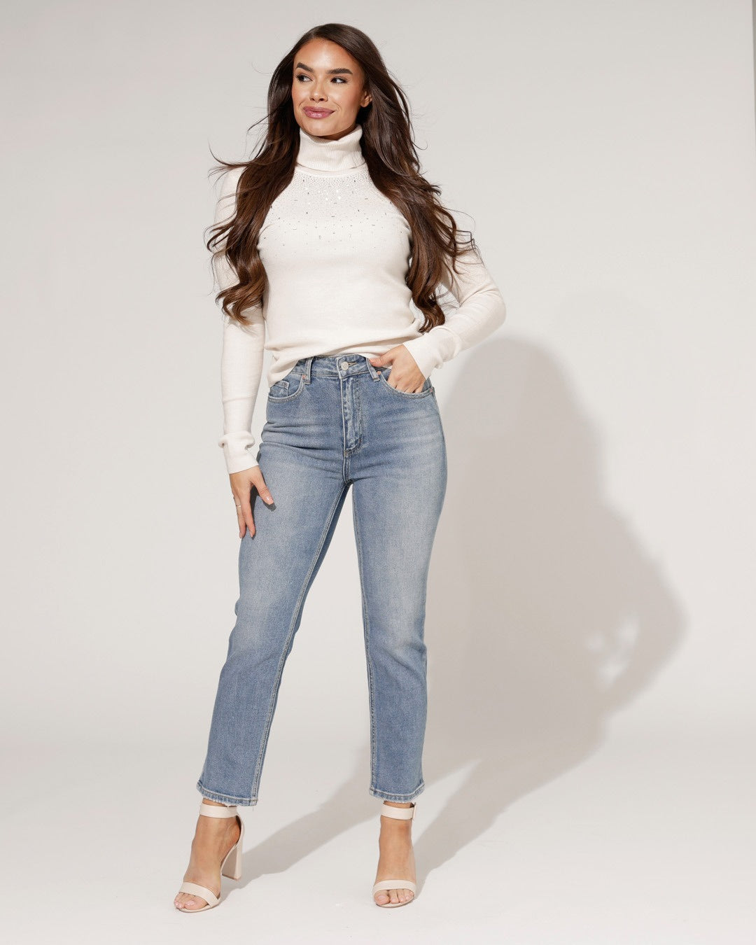 Queen Hearts | Mom jeans Teddie Blauw