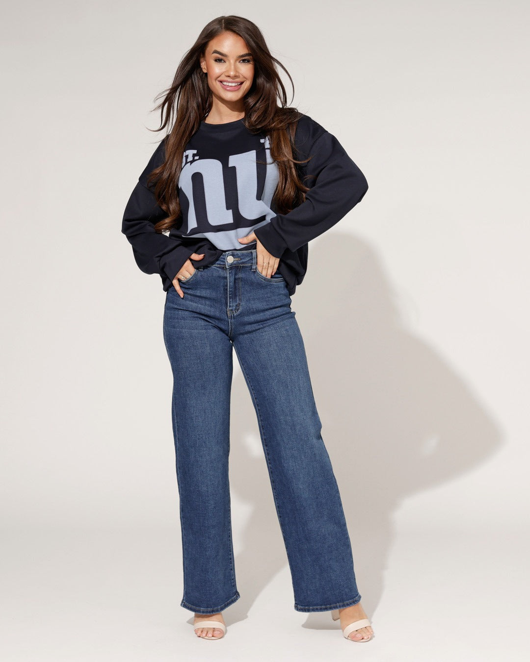 Goodies | Wide leg jeans Janneke Donkerblauw