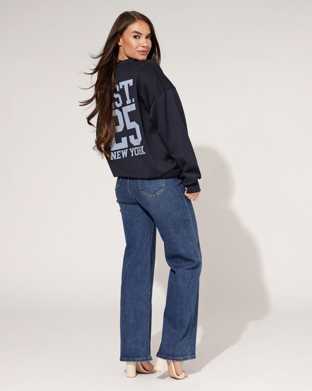 Goodies | Wide leg jeans Janneke Donkerblauw