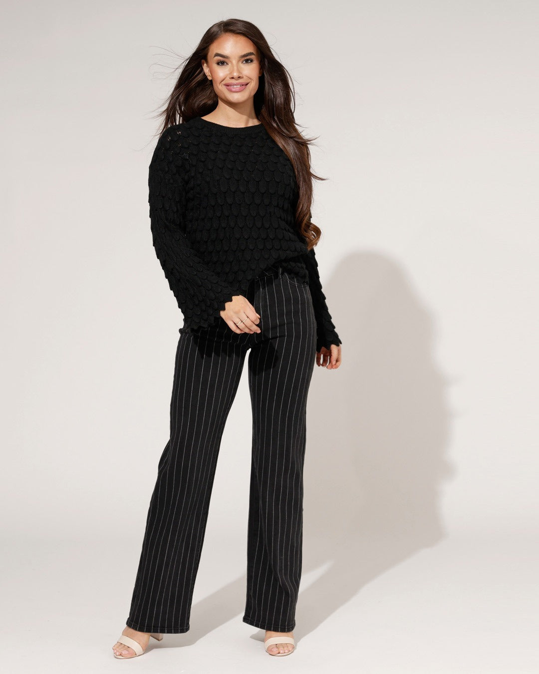 Hello Miss | Wide leg jeans Kiki-1 Zwart