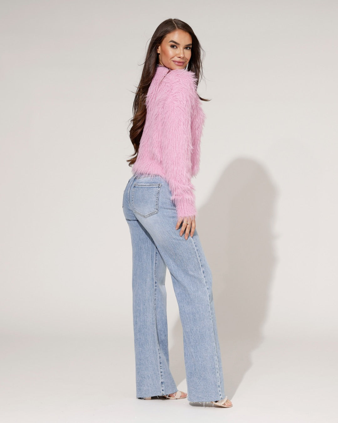 Queen Hearts | Wide leg, straight jeans Misty Blauw