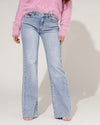 Queen Hearts | Wide leg, straight jeans Misty Blauw