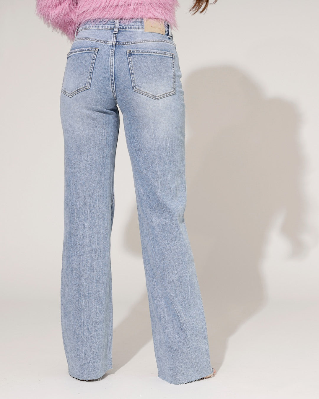 Queen Hearts | Wide leg, straight jeans Misty Blauw