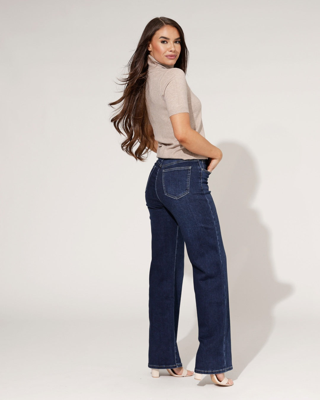 Hello Miss | Wide leg jeans Tess-22 Donkerblauw