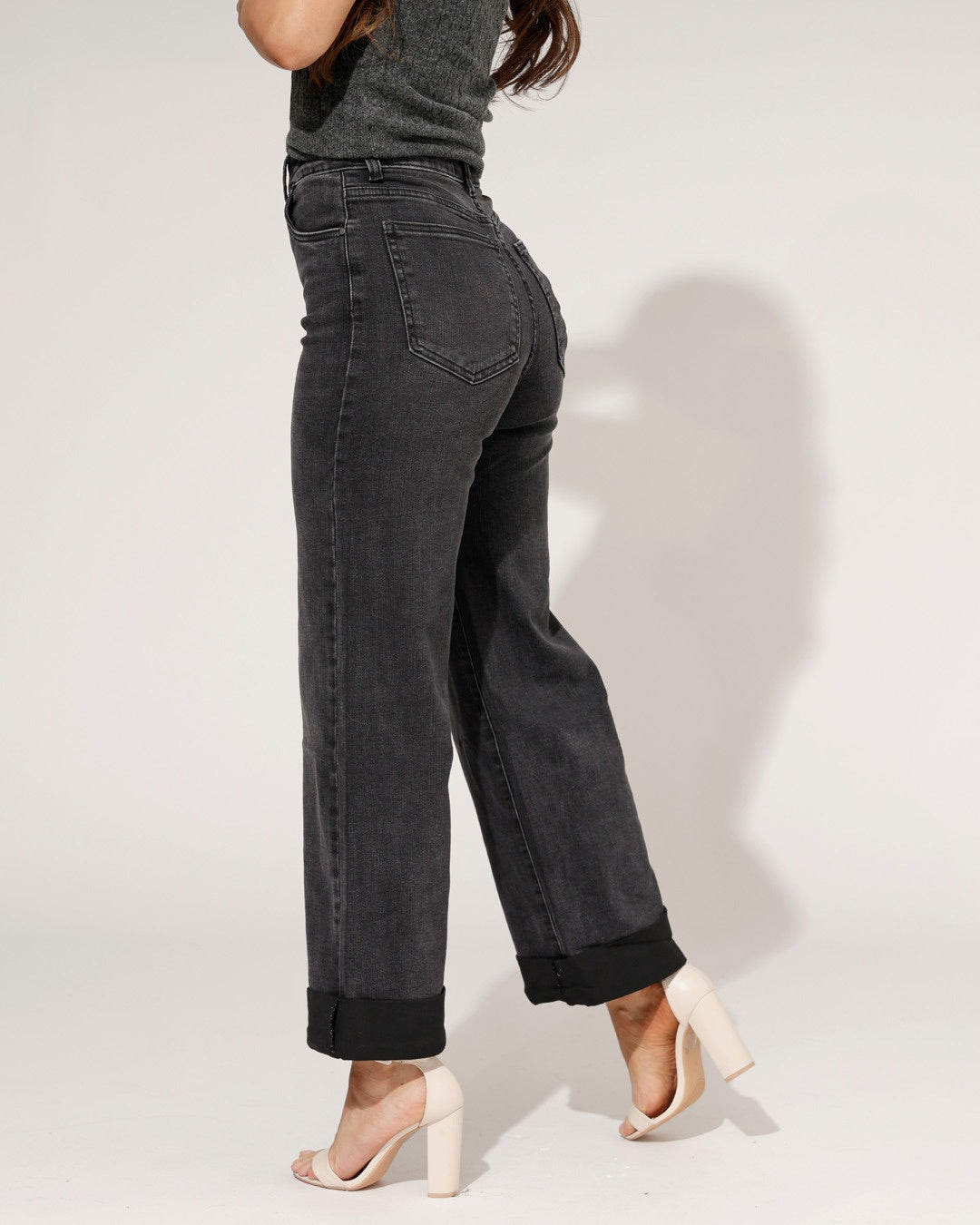 Ana & Lucy | Straight jeans Yules-4 Donkergrijs
