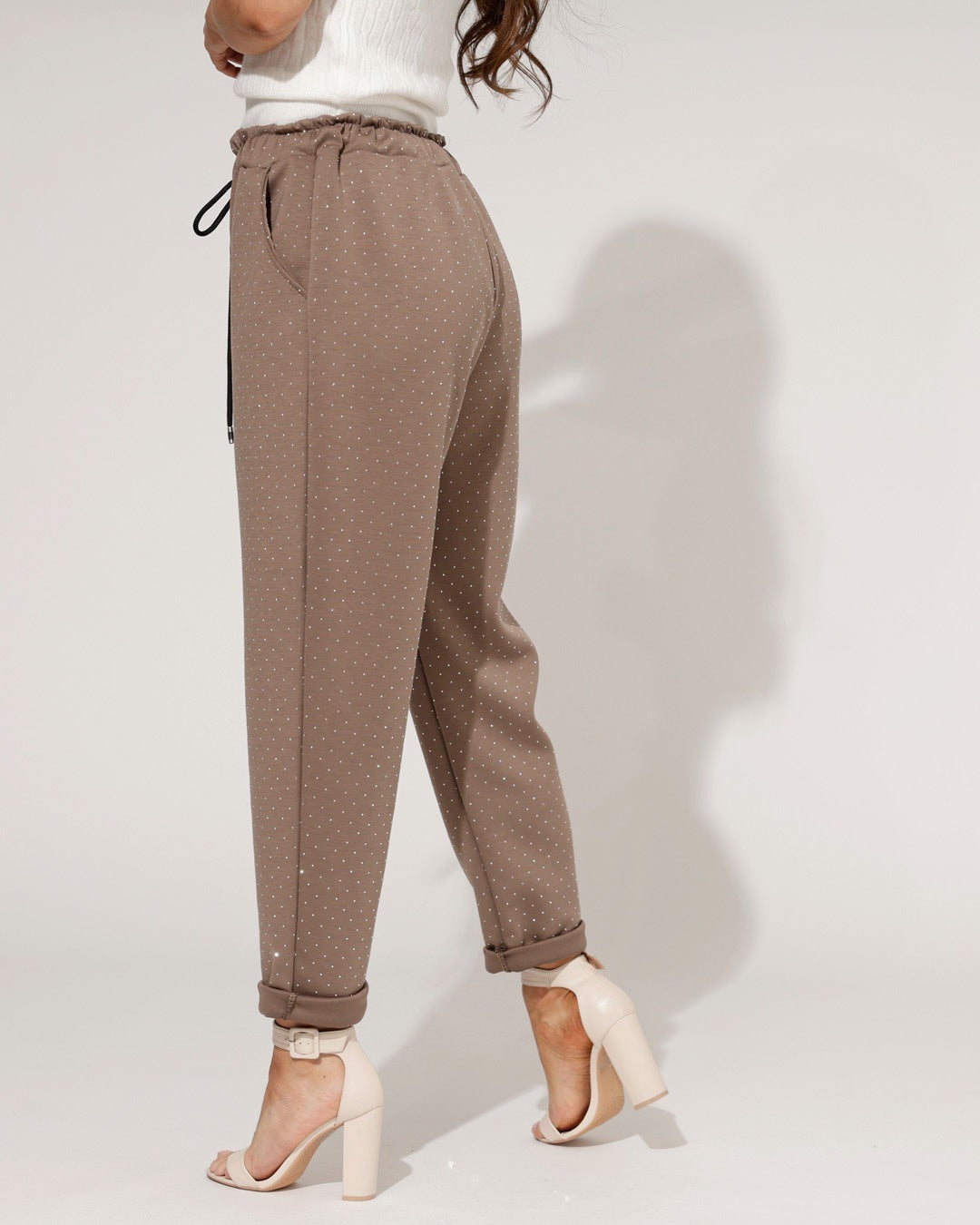 Broek met glitters Monica Taupe