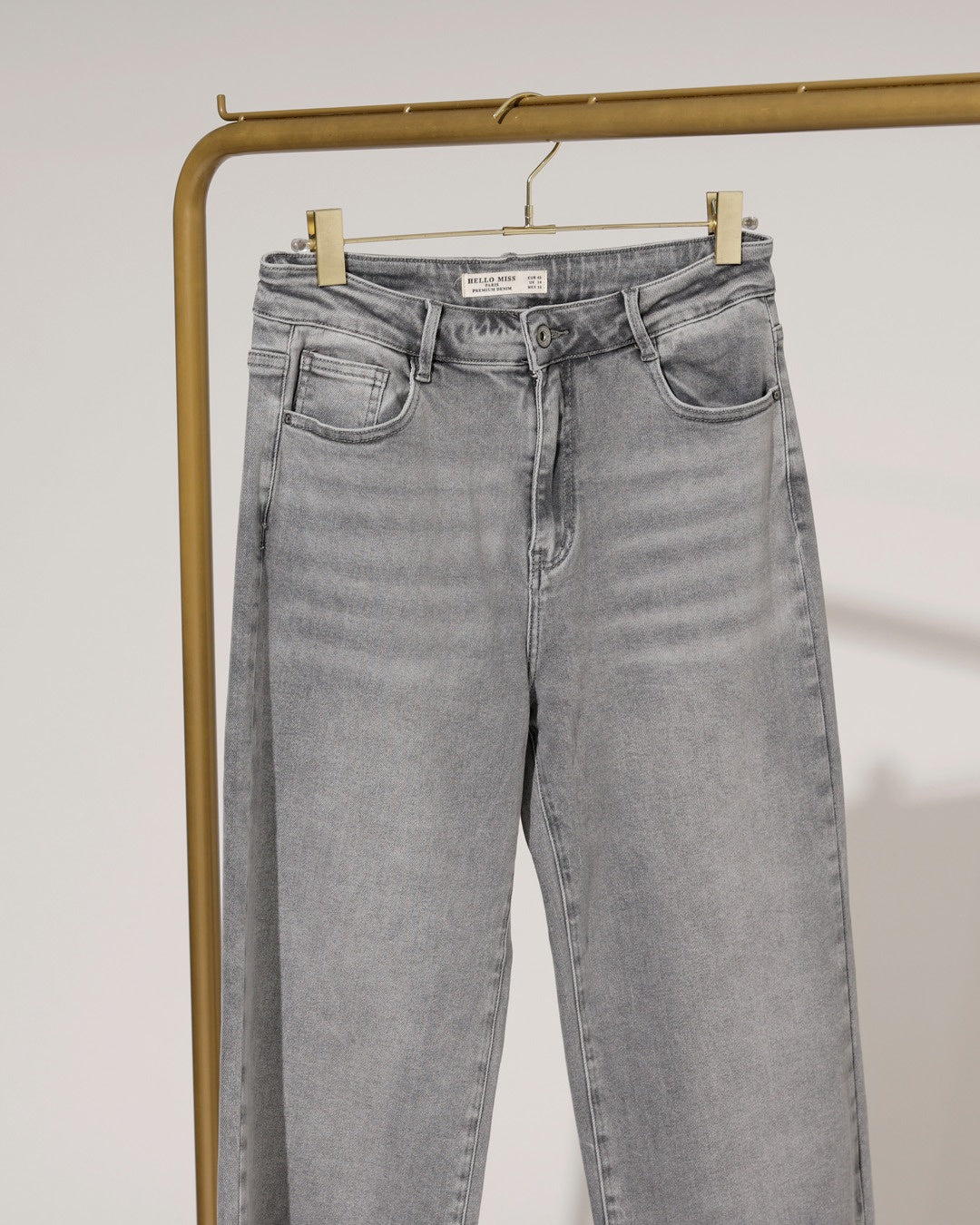 Hello Miss | Wide leg jeans Janneke-9 Grijs