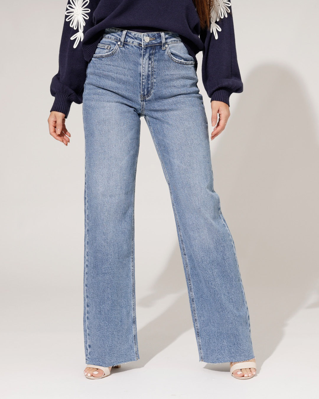 Queen Hearts | Wide leg jeans Nina-9 Donkerblauw