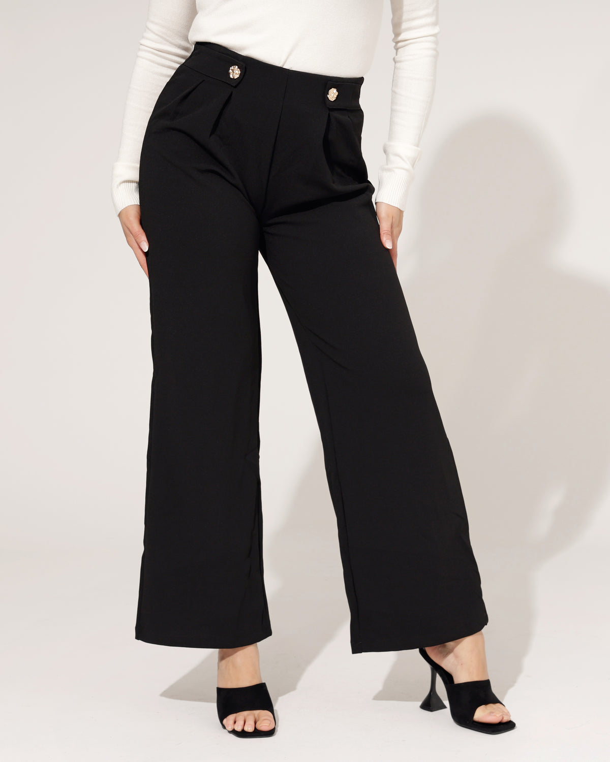 Yu & Me Wide leg pantalon Izzy in zwart