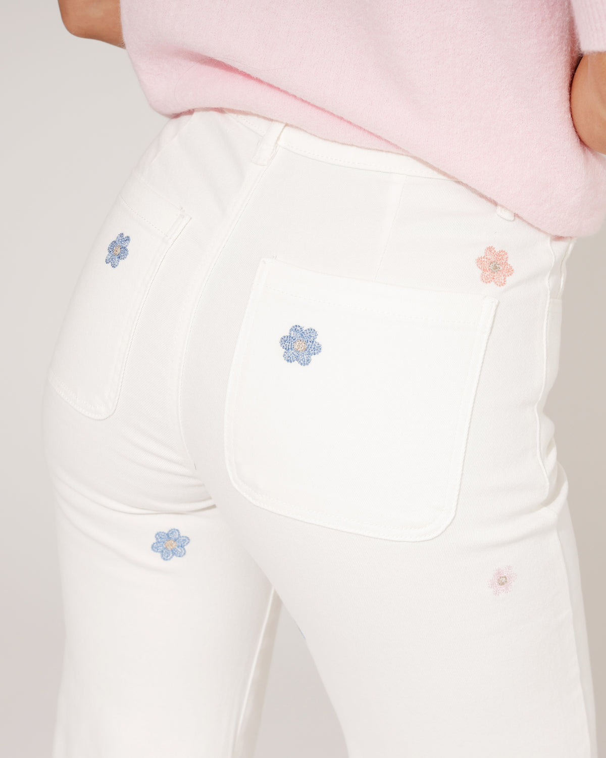 ZAC & ZOE Wide leg jeans Flowery in wit, extra aanzicht 3