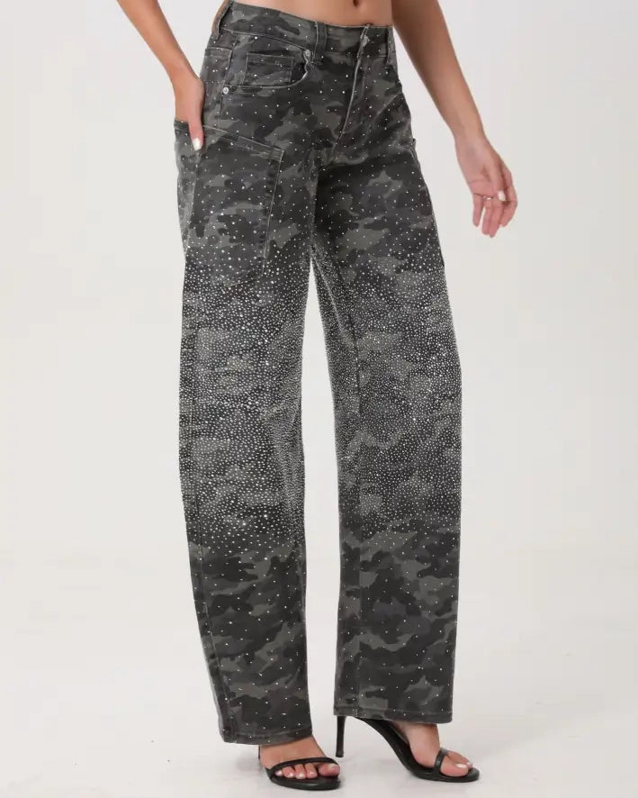 SeeSee Paris | Barrel jeans met zakken en strass Molly Army