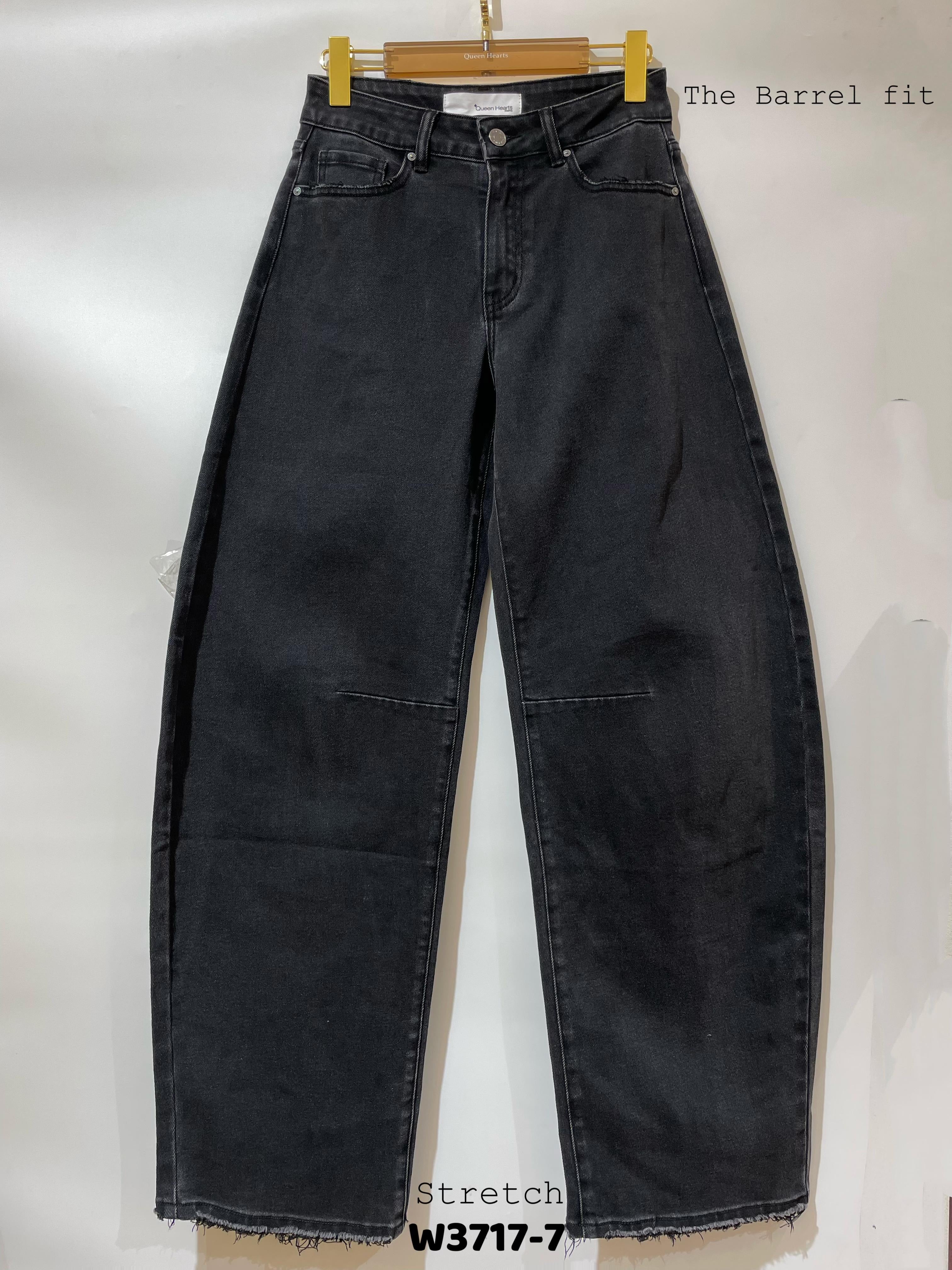 Queen Hearts | Barrel jeans Lilley-7 Zwart