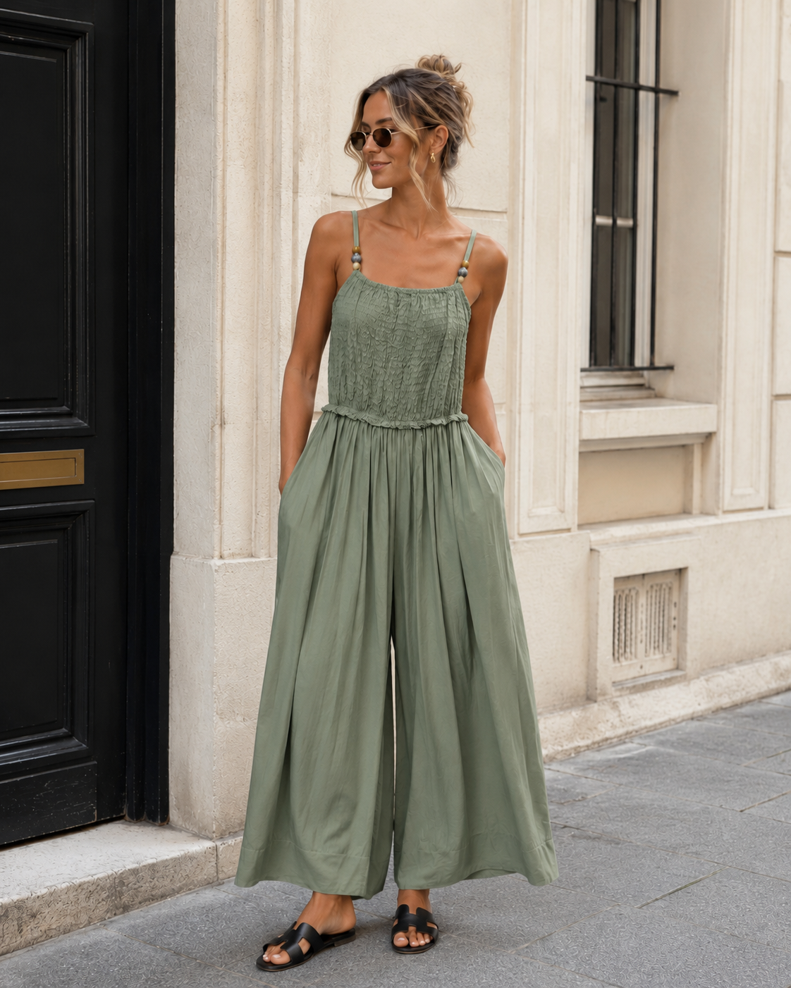 Jumpsuit met kralen Tisha Groen