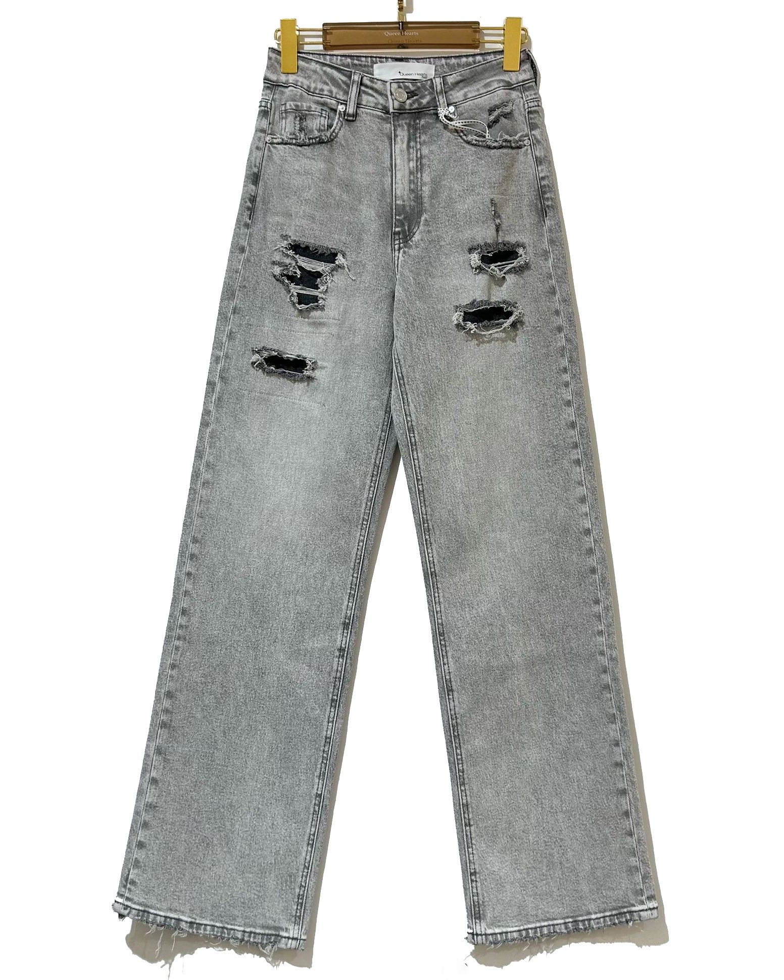 Queen Hearts | Wide leg jeans Janey Grijs