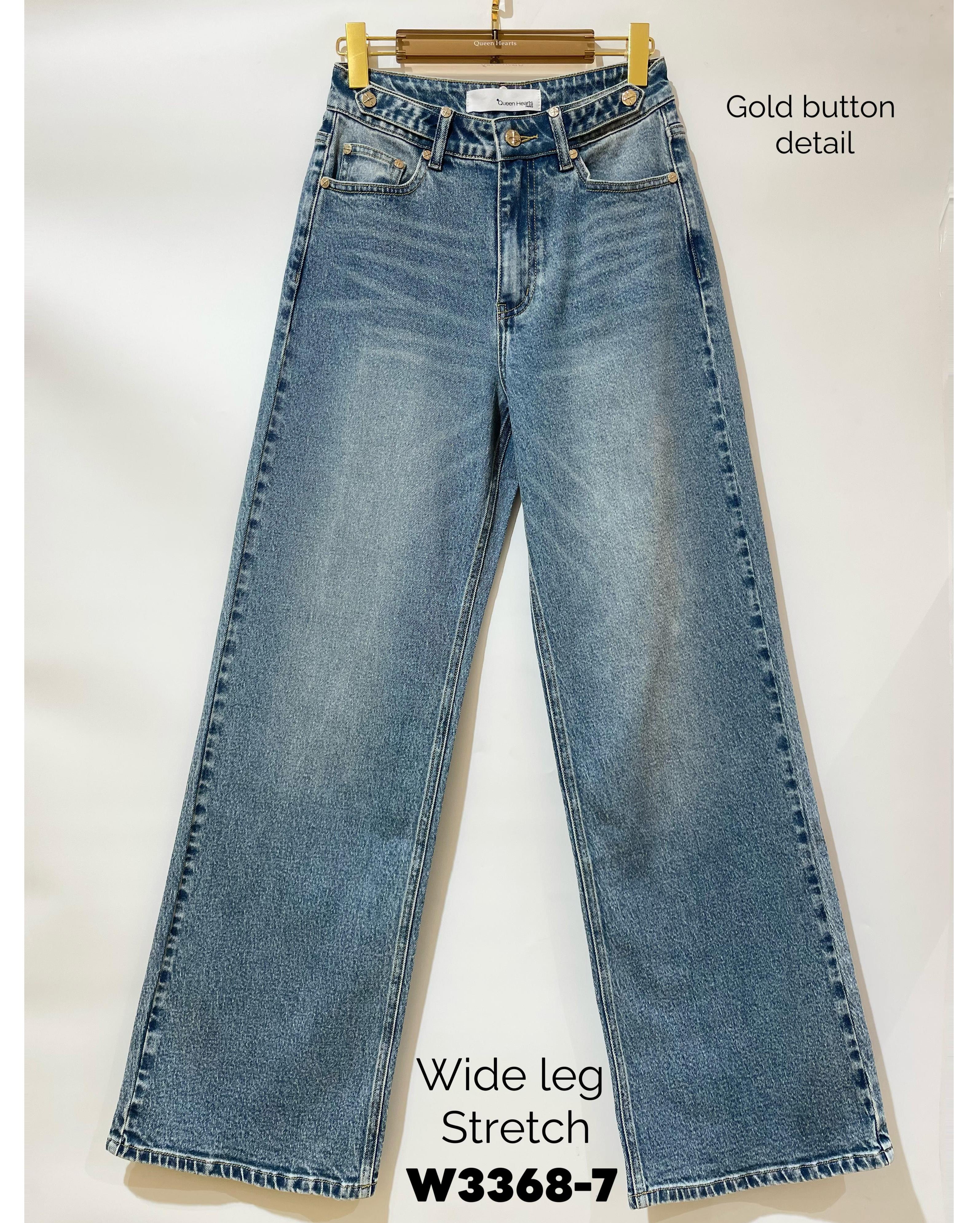 Queen Hearts | Wide leg, Straight jeans Joelle-7 Blauw