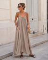Lange jurk met bandjes Bella Taupe